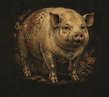 Original Pig zodiac collectible illustration