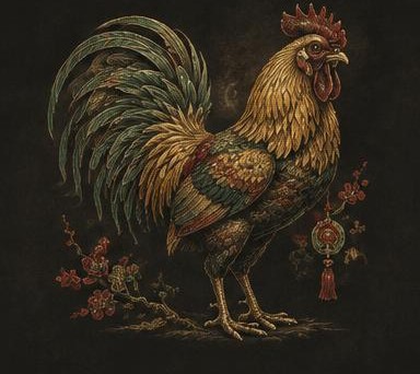 Original Rooster zodiac collectible illustration